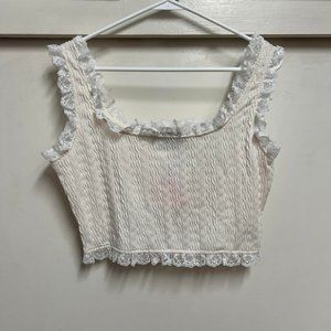 Cider Ivory Solid Lace Trim Cami Tank Top